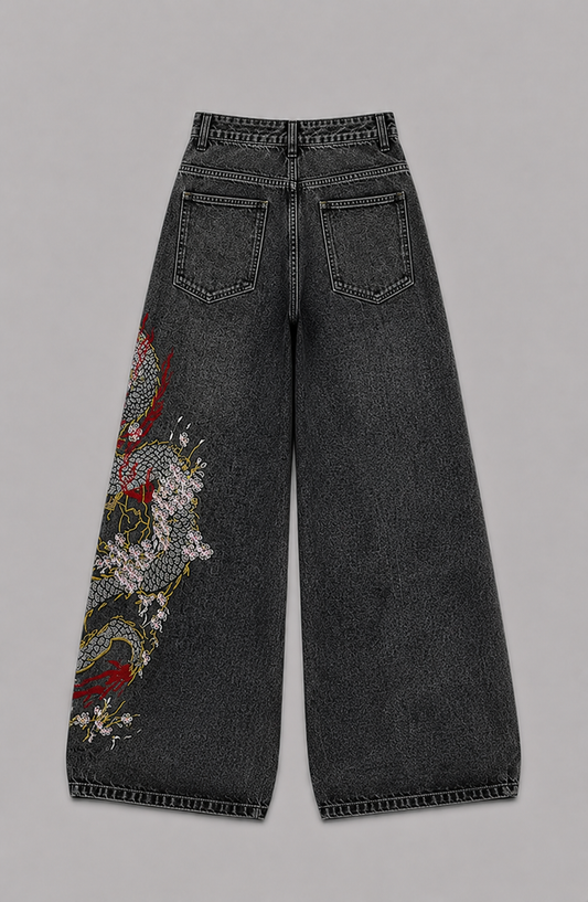 Dragon Embroidery Extra Baggy Jeans