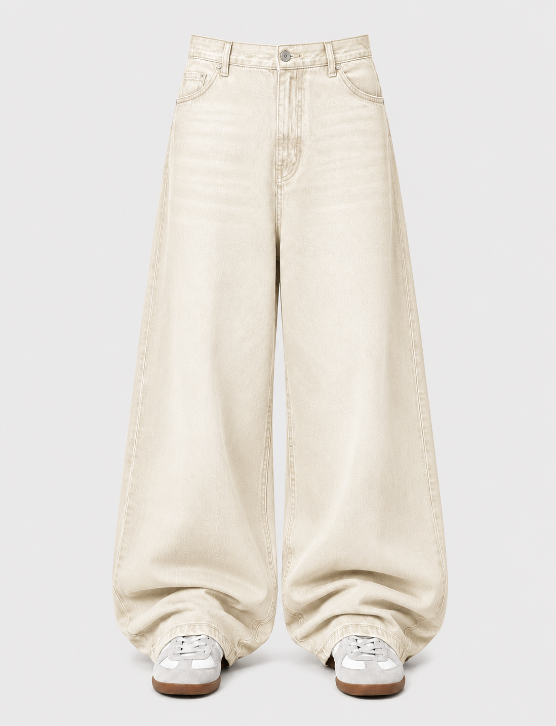 Beige White Extra Baggy Jeans