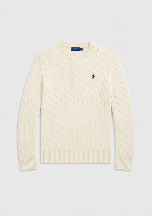 Beige White Polo Sweater