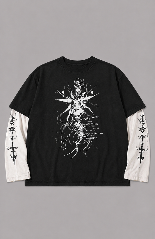 White Skeleton Baggy Long Sleve