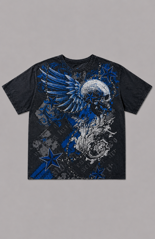 Gothic Blue Fade Baggy Shirt