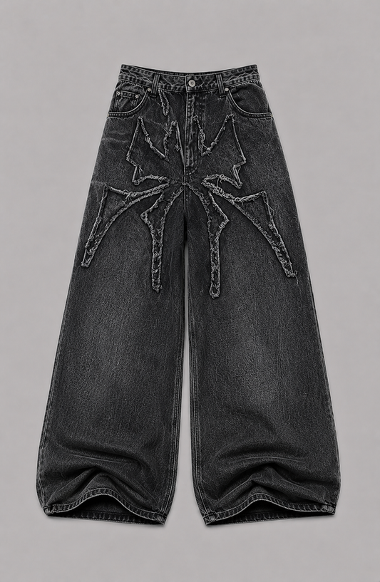 Spider Design Extra Baggy Jeans